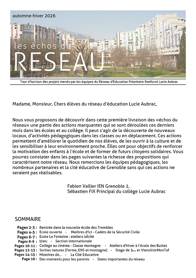 Couverture du journal du réseau