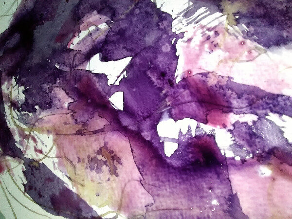 Une peinture abstraite réalisée à partir de betterave cuite et filtrée.